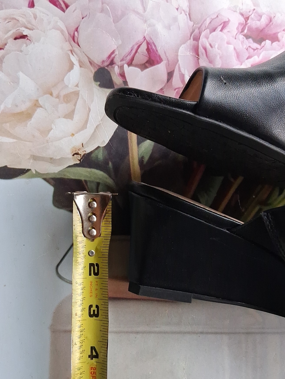 Adrienne Vittadini Black Open-Toe Slip-On Wedge Mules - Picture 5 of 6